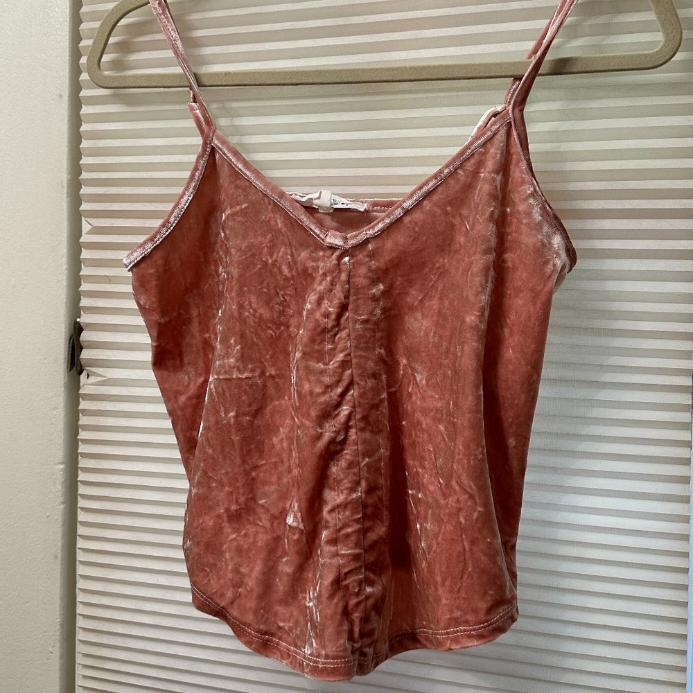 Hippie Rose Pink Velvet Tank Top Size Small